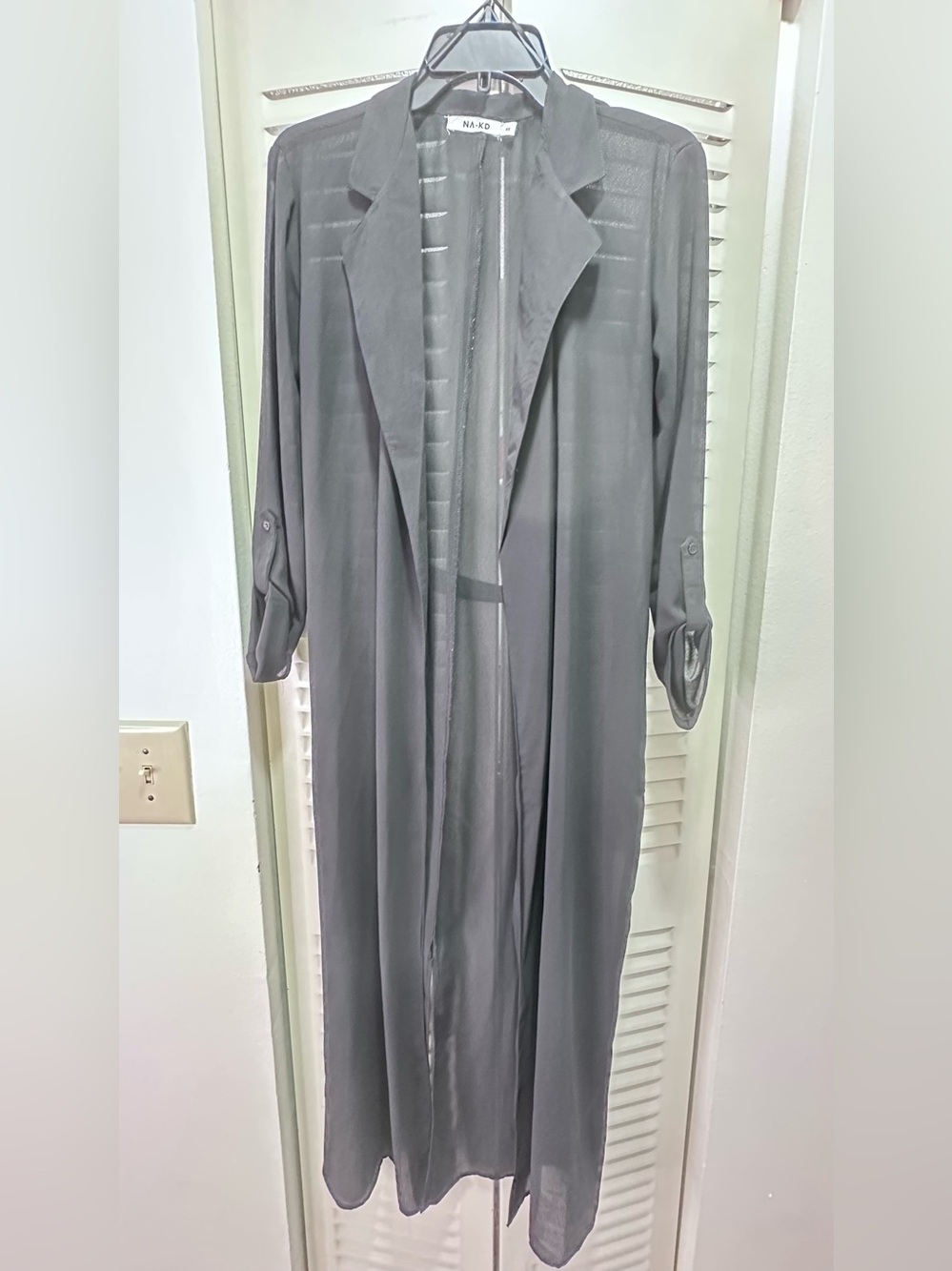 NA-KD Women's Long Open-Front Duster in Black